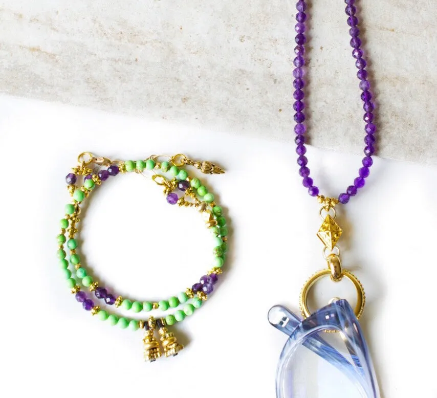Amethyst and Gold Eyering Necklace