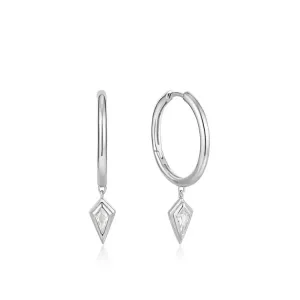 Ania Haie Silver Sparkle Drop Pendant Hoop Earrings