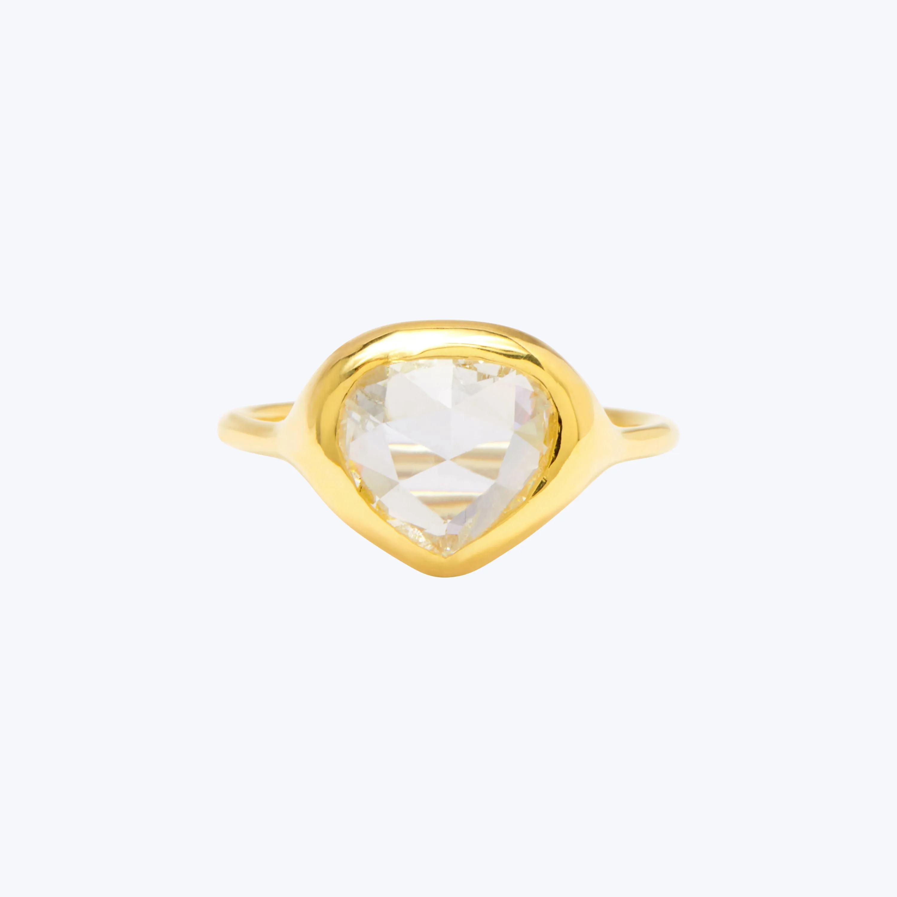Antique Pear Diamond Carved Ring