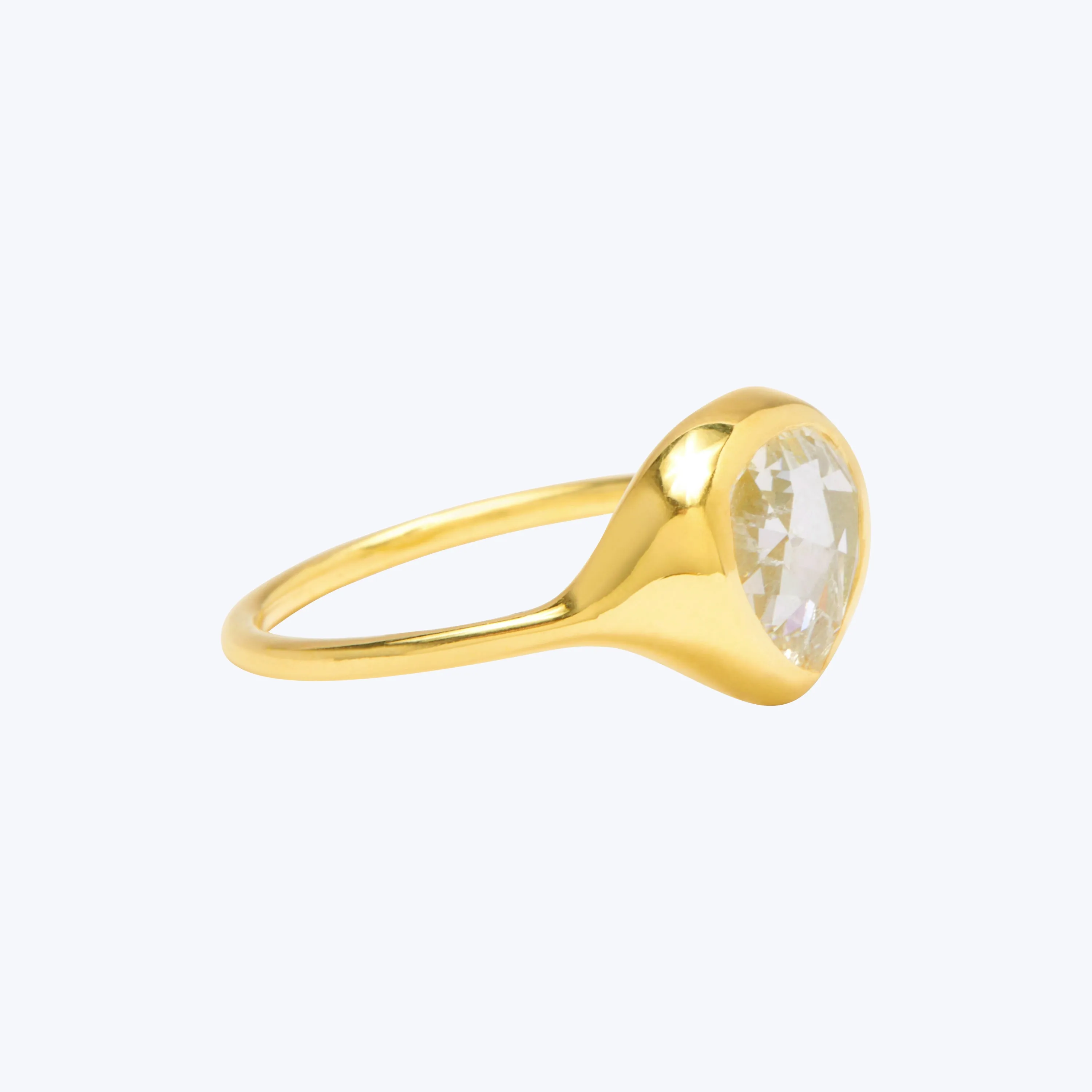 Antique Pear Diamond Carved Ring