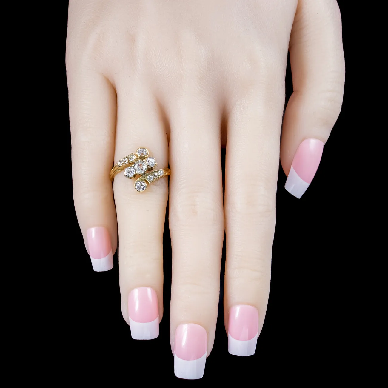 Antique Victorian Diamond Cluster Twist Ring 1ct Total