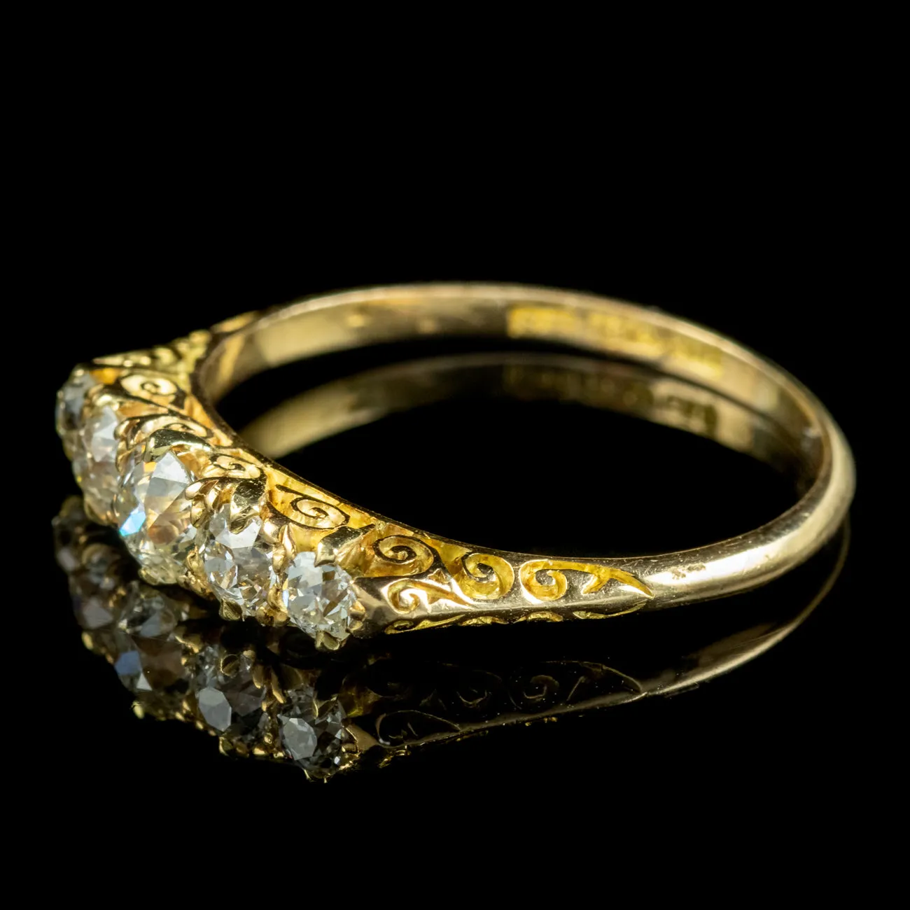 Antique Victorian Five Stone Diamond Ring 0.75ct Of Diamond Circa 1900