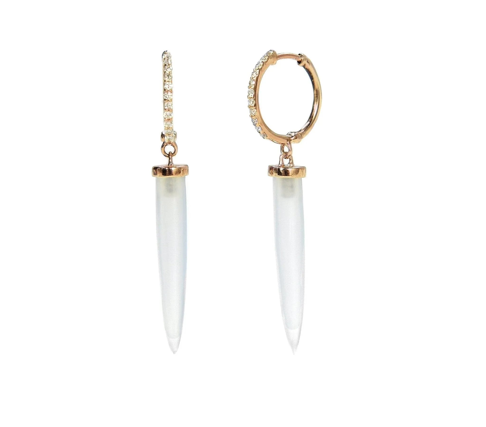 Aphrodite Diamond & Chalcedony Hoop Earrings