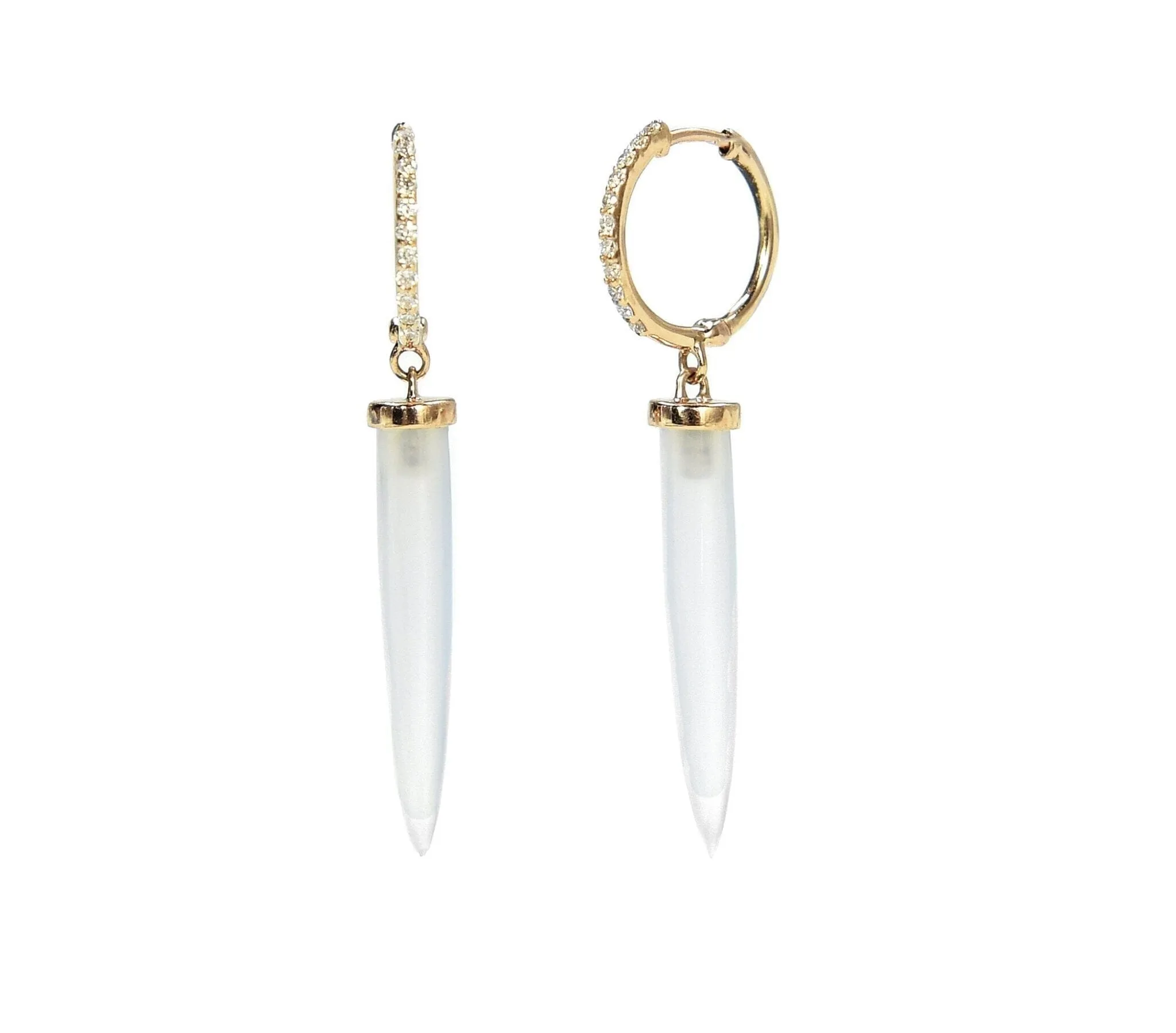 Aphrodite Diamond & Chalcedony Hoop Earrings