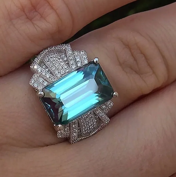 Aquamarine Ring | Aquamarine Diamond Ring | Aquamarine Emerald Ring |  Aquamarine Engagement Ring | Blue Diamond Ring | Blue Tourmaline Ring