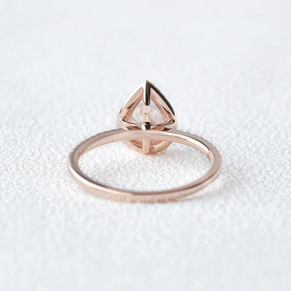 Aura Pear Shaped Moissanite Gold Engagement Ring