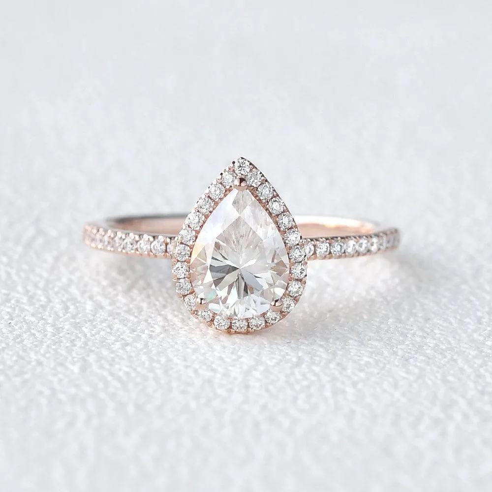 Aura Pear Shaped Moissanite Gold Engagement Ring
