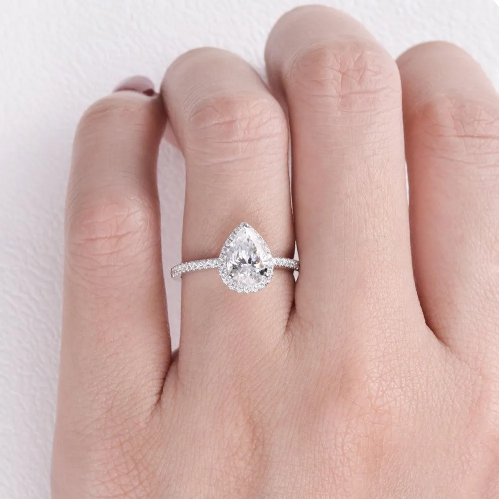 Aura Pear Shaped Moissanite Gold Engagement Ring