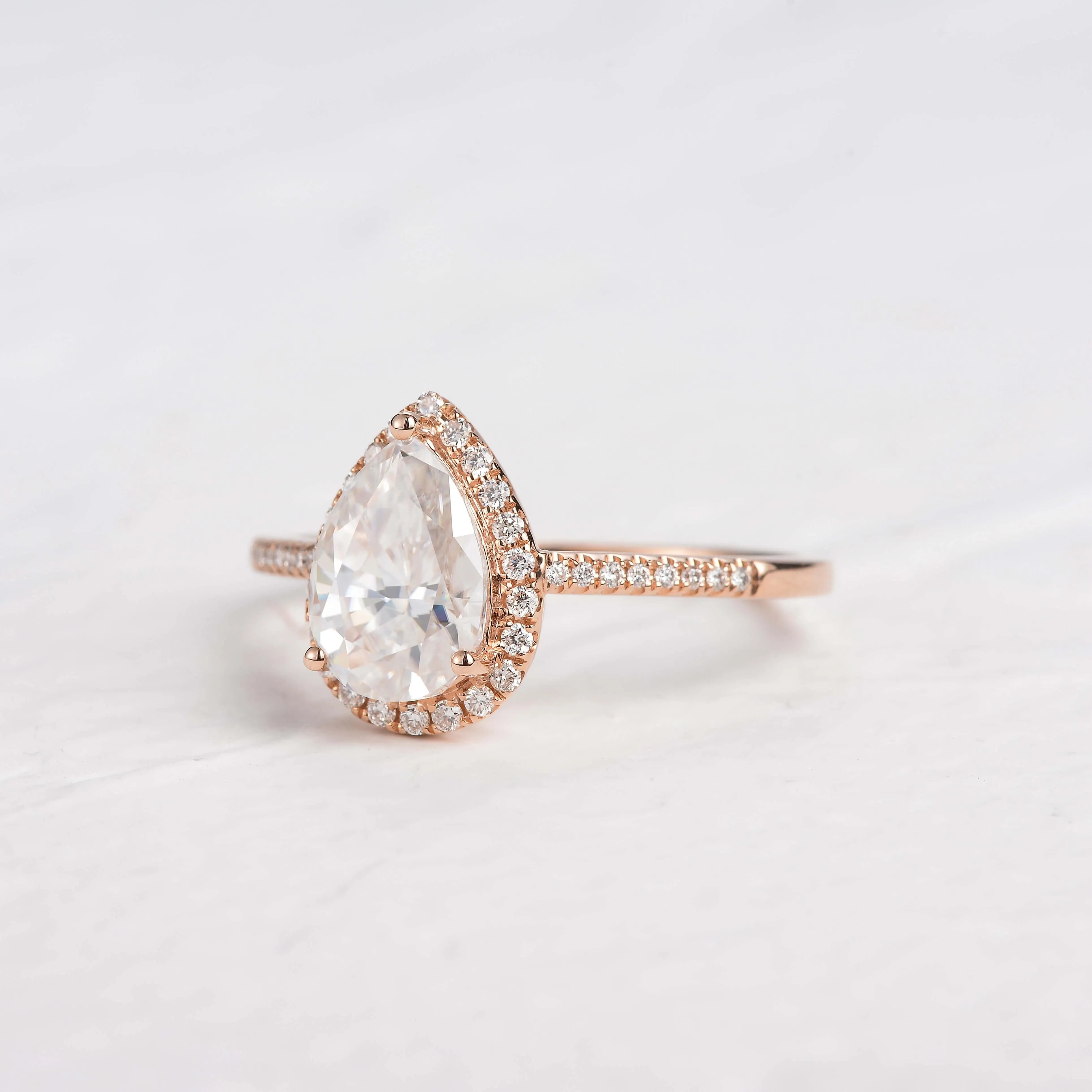 Aura Pear Shaped Moissanite Gold Engagement Ring