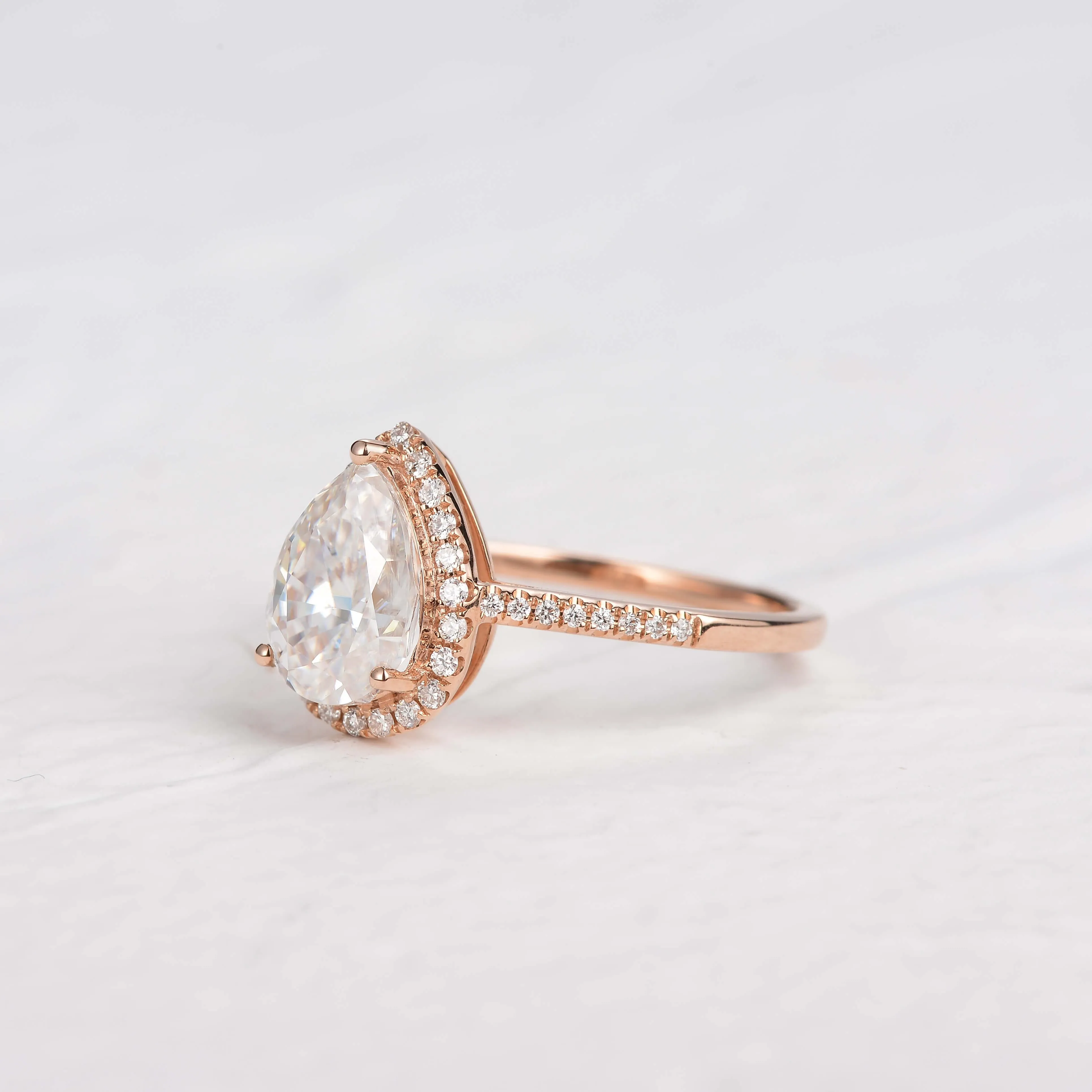 Aura Pear Shaped Moissanite Gold Engagement Ring