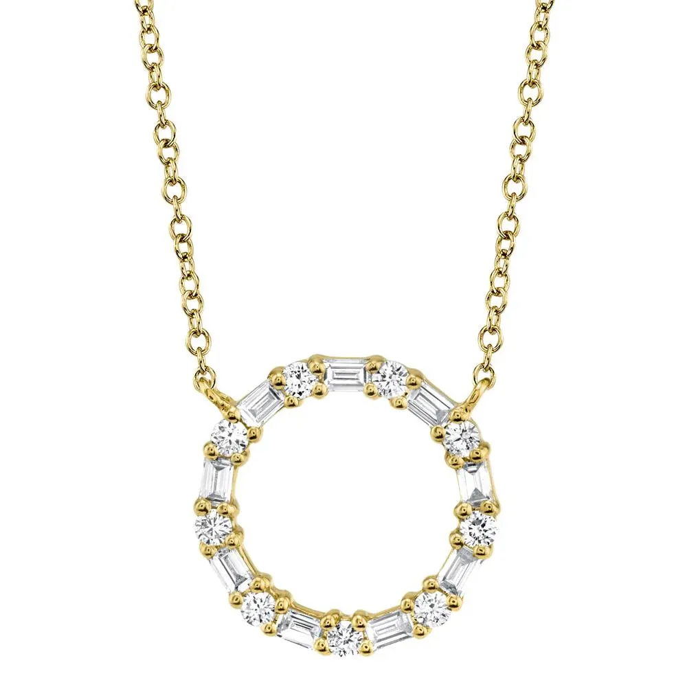 Baguette Diamond Circle Necklace