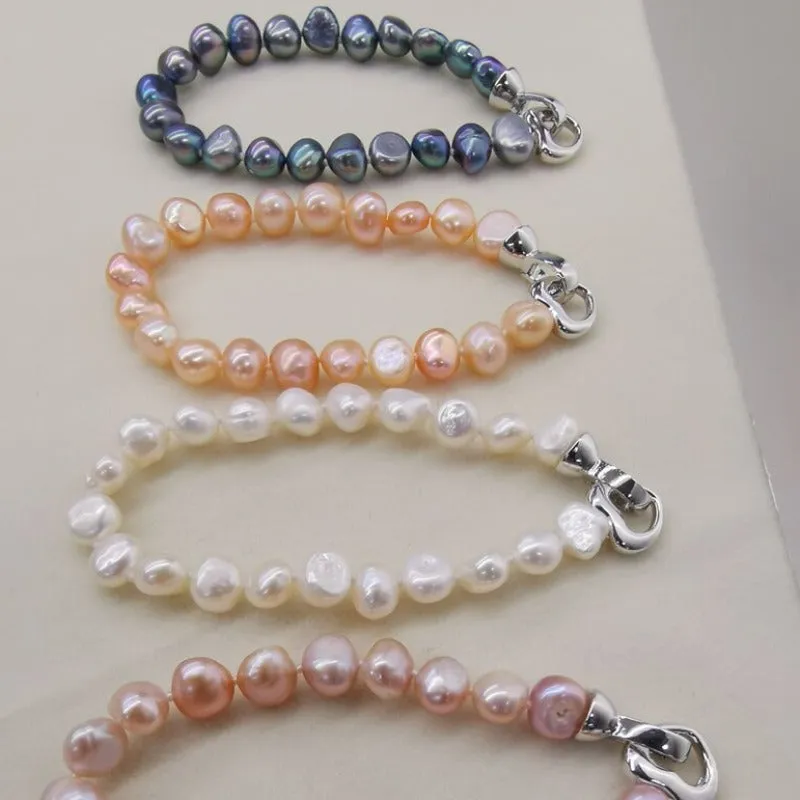BAROQUE Dark Freshwater Pearl Bracelet Women Party Jewelry