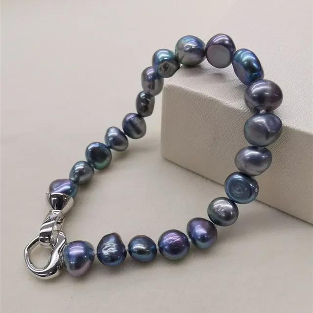 BAROQUE Dark Freshwater Pearl Bracelet Women Party Jewelry