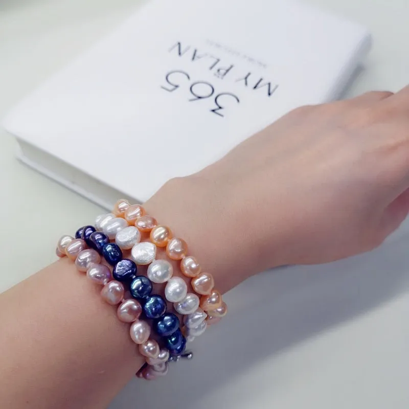 BAROQUE Dark Freshwater Pearl Bracelet Women Party Jewelry