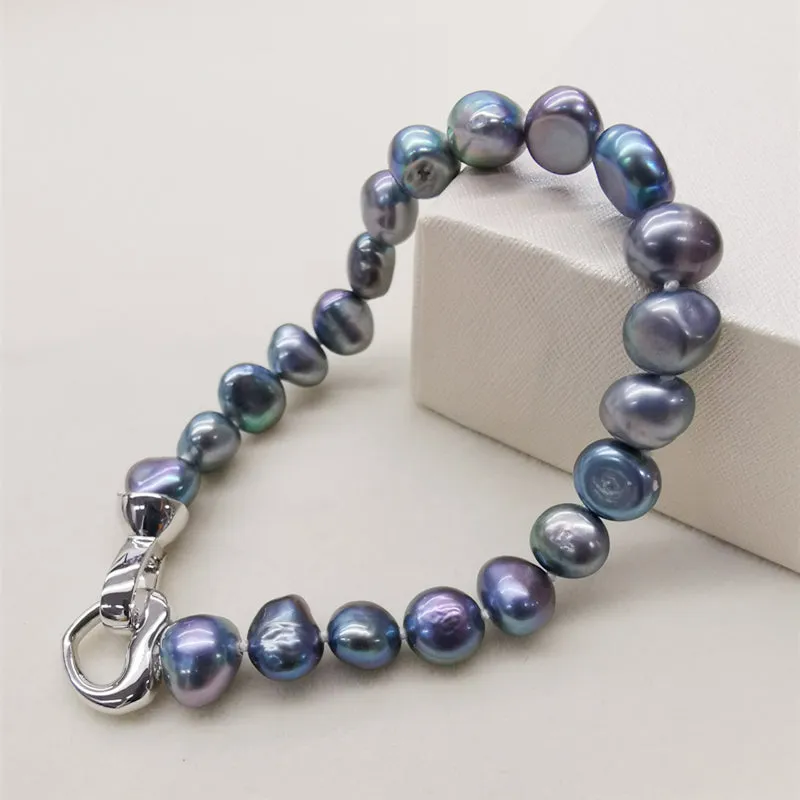 BAROQUE Dark Freshwater Pearl Bracelet Women Party Jewelry