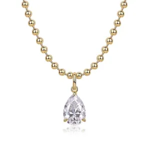 Beaded Teardrop Solitaire Pendant Necklace