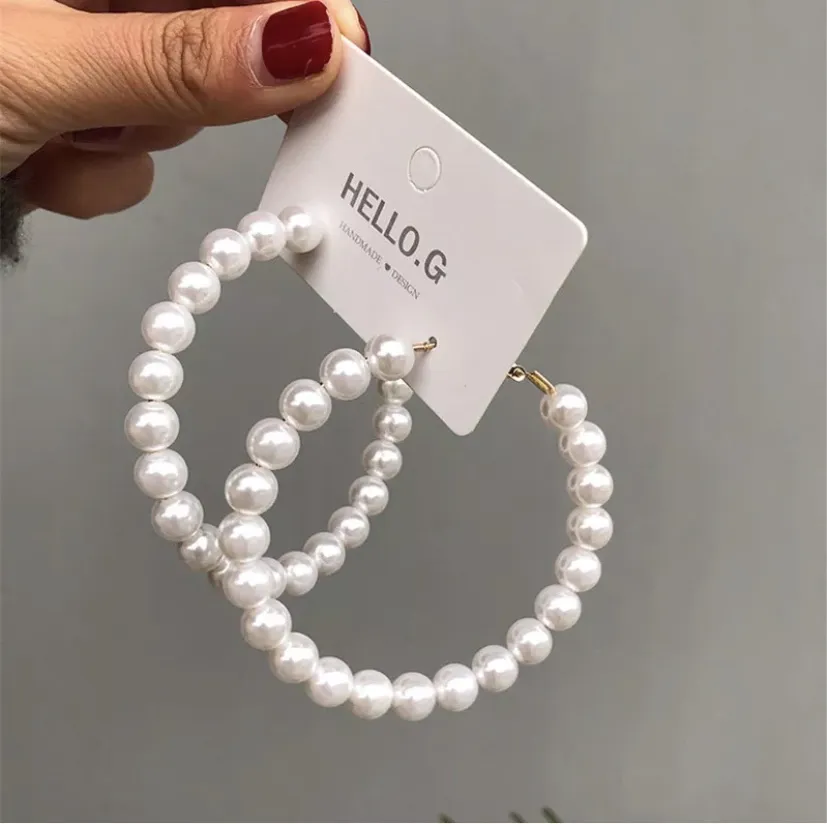 Big Sized Pearl Hoops