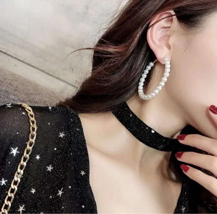 Big Sized Pearl Hoops