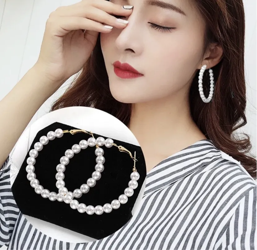 Big Sized Pearl Hoops