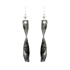 Black & White Paisley Twist Earrings, Sterling Silver Earwires, Item# 2205