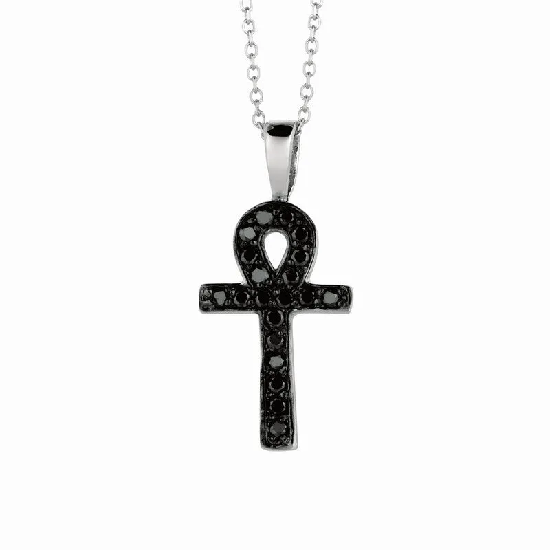 BLACK DIAMOND CROSS NECKLACE 14K GOLD (0.2 CTW)