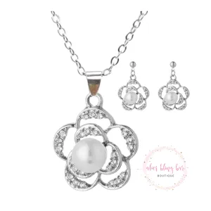Blossom Queen - Silver Necklace & Earring Set