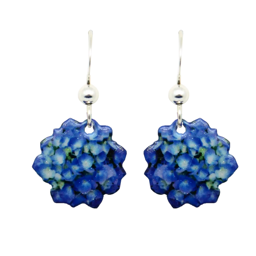 Blue Hydrengea Earrings, Sterling Silver Earwires, Item# 2149