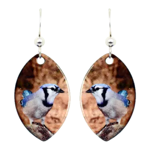 Blue Jay Earrings, Sterling Silver Earwires, Item# 1420