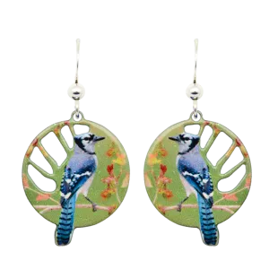 Blue jay Earrings, Sterling Silver Earwires, Item# 2343
