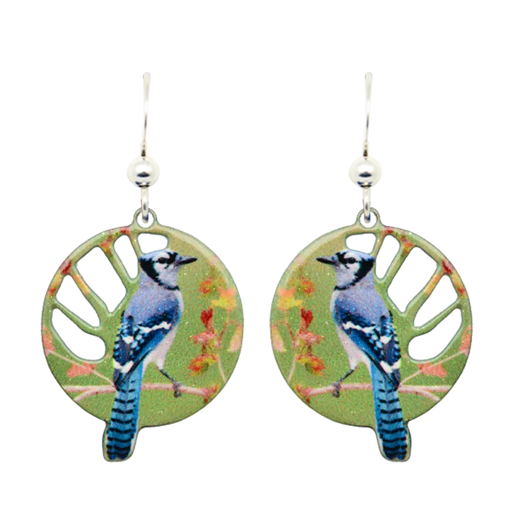 Blue jay Earrings, Sterling Silver Earwires, Item# 2343