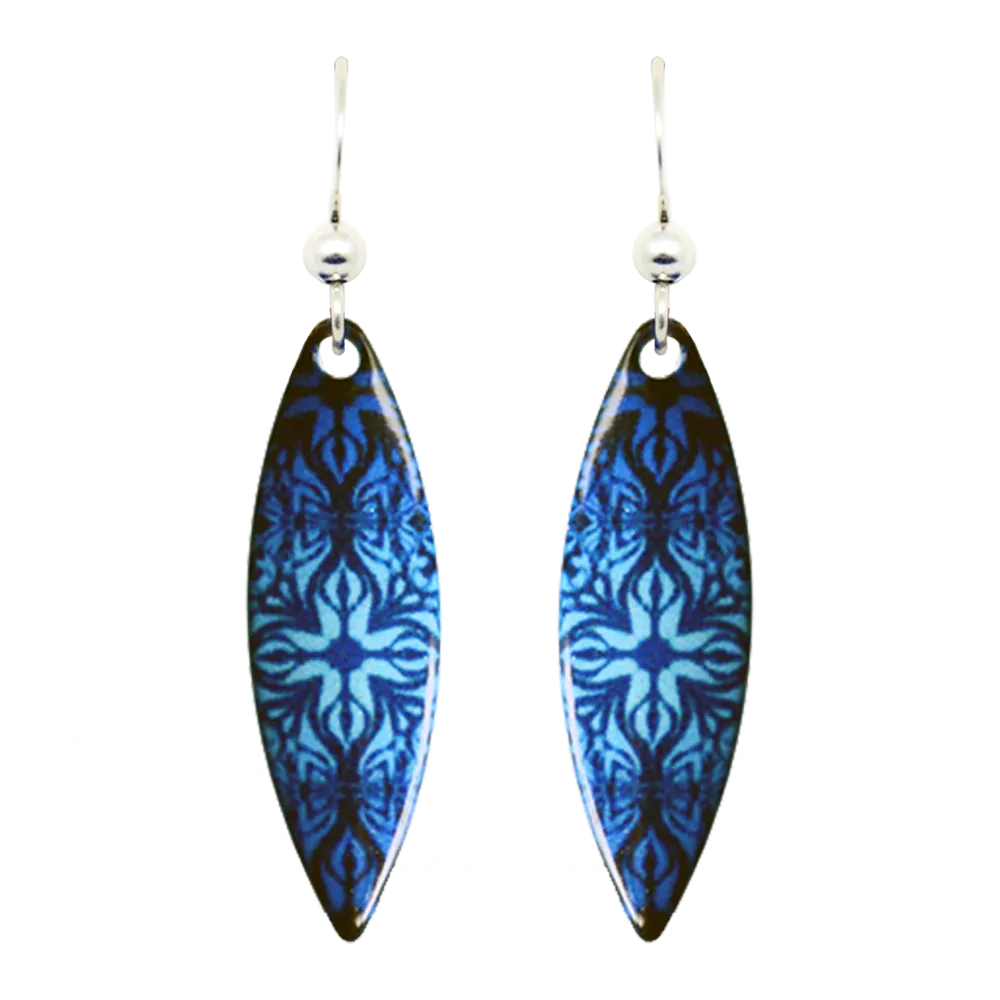 Blue Medallion Earrings, Sterling Silver Earwires, Item# 1611
