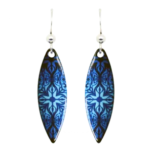 Blue Medallion Earrings, Sterling Silver Earwires, Item# 1611