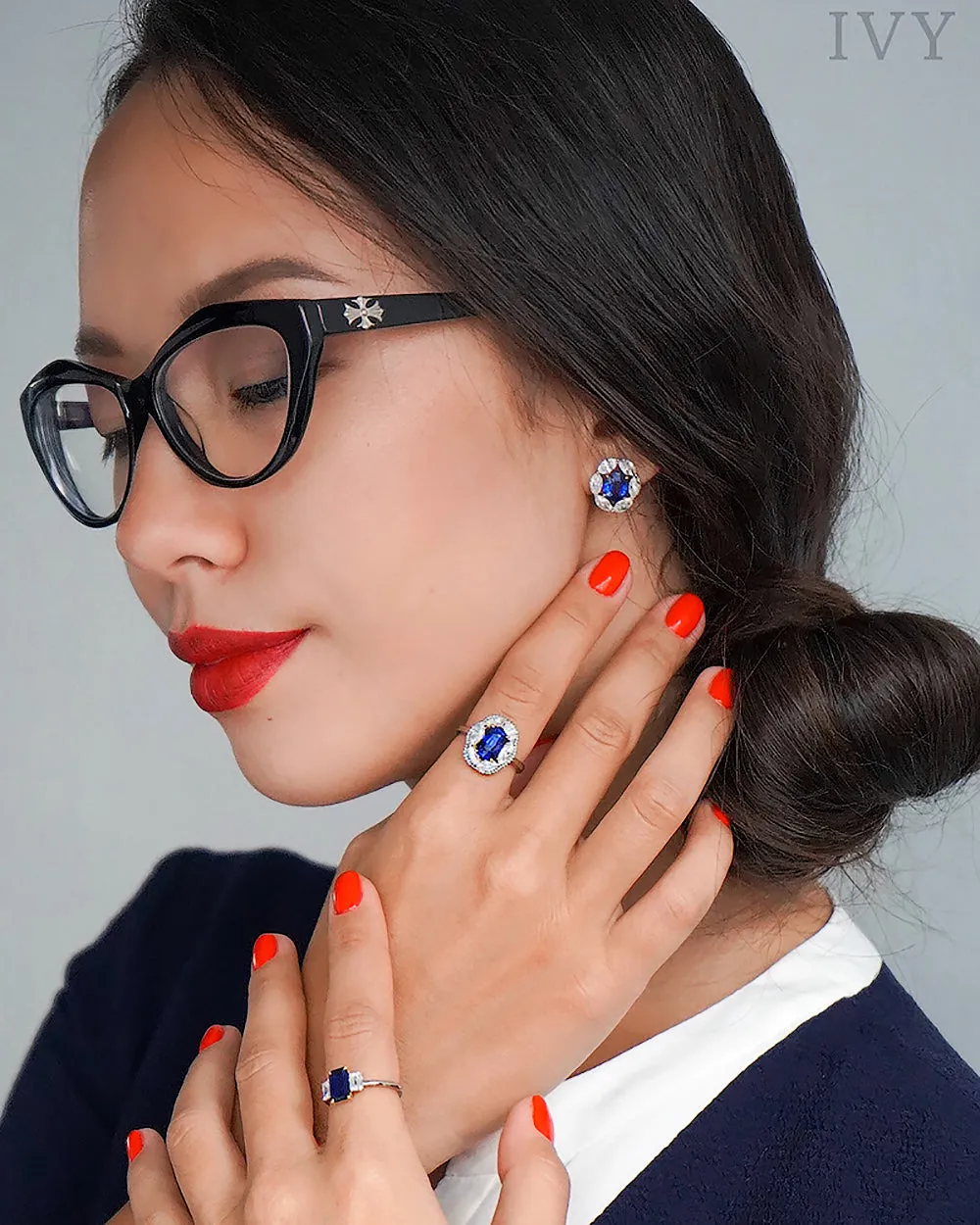 Blue Sapphire and Diamond Earrings