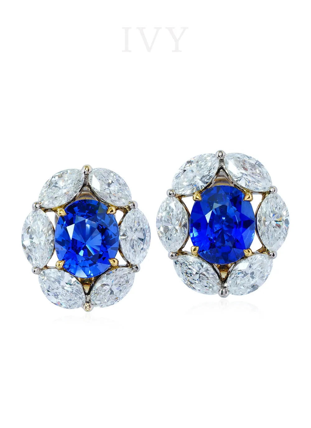 Blue Sapphire and Diamond Earrings