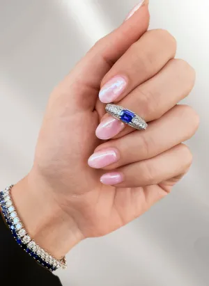 Blue Sapphire and Diamond Ring