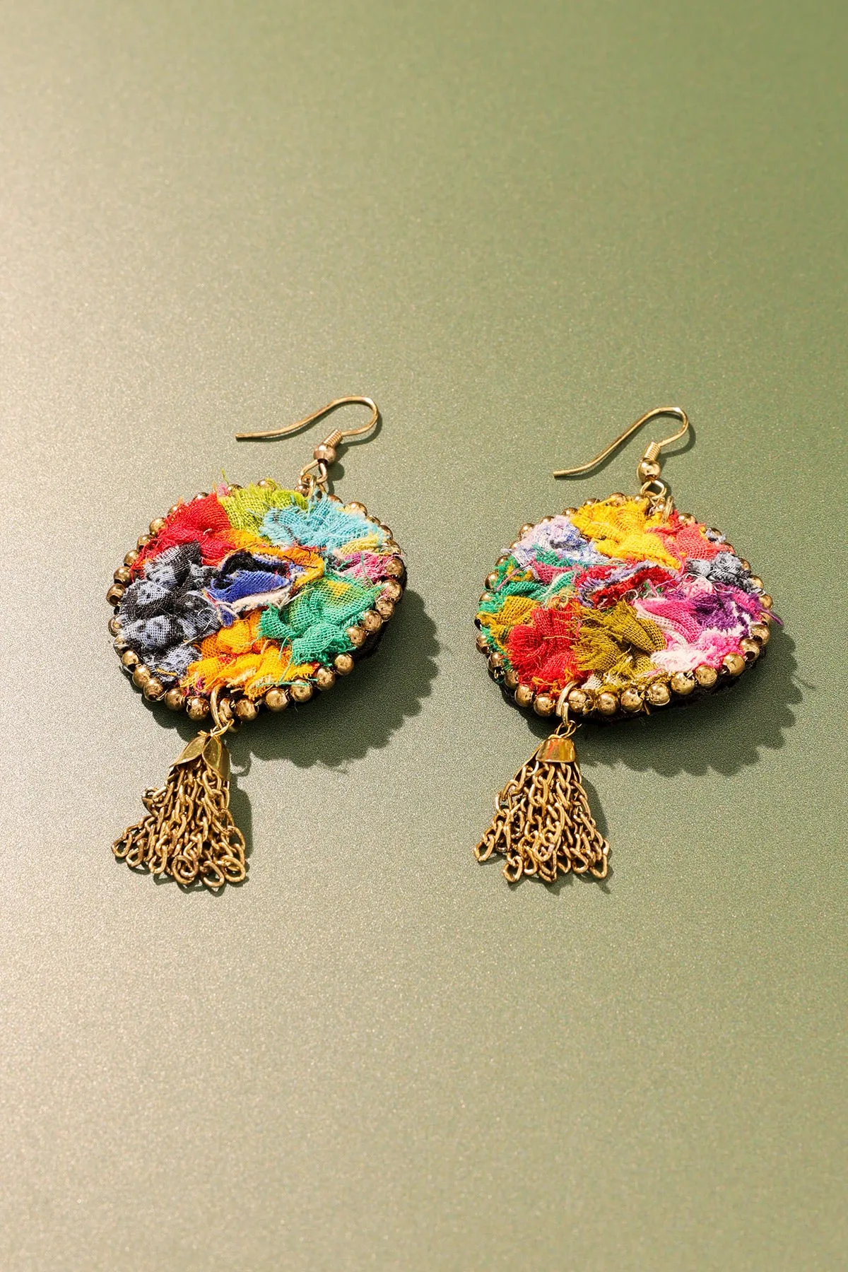 Bohemian Patchwork Tassel Earrings