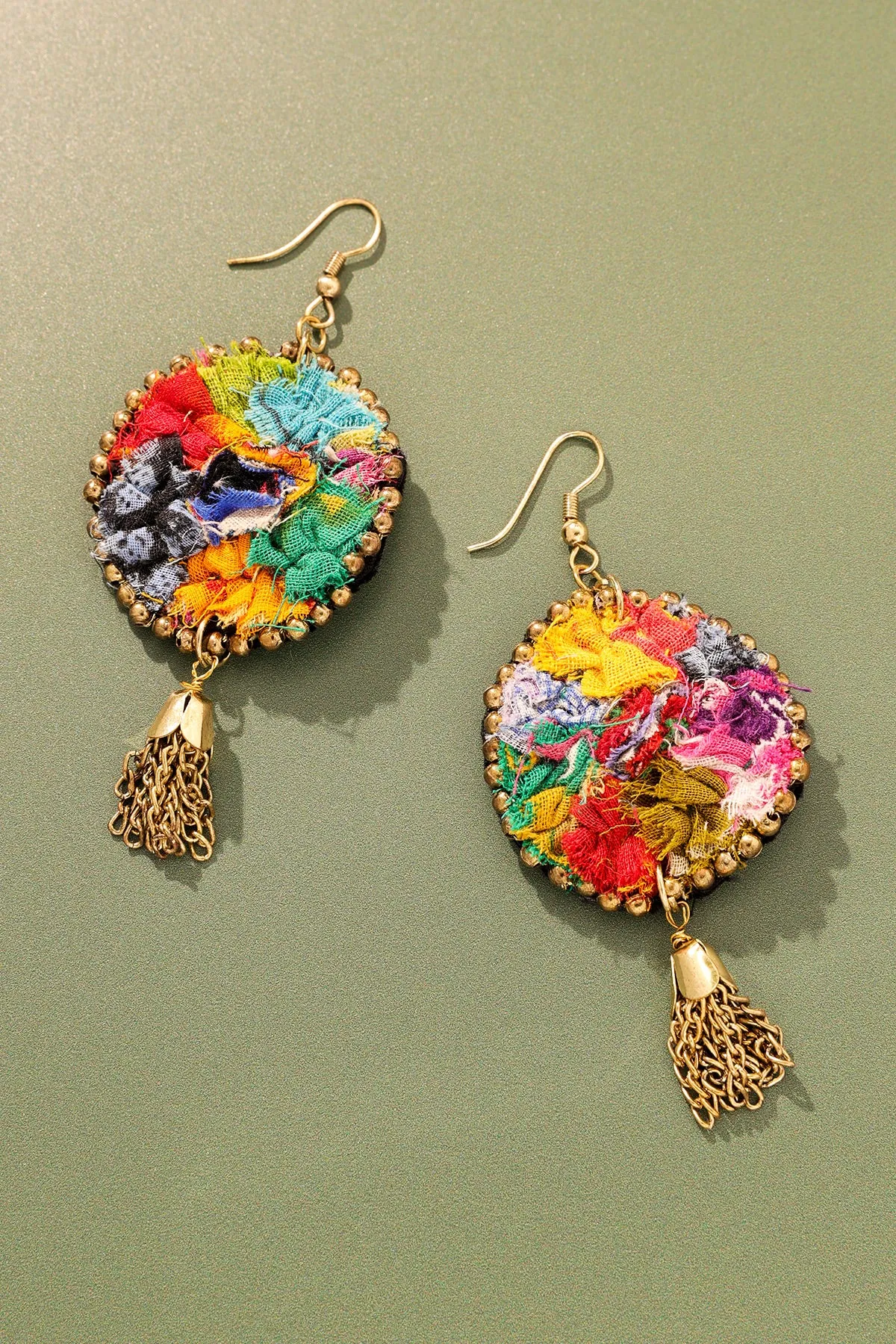 Bohemian Patchwork Tassel Earrings
