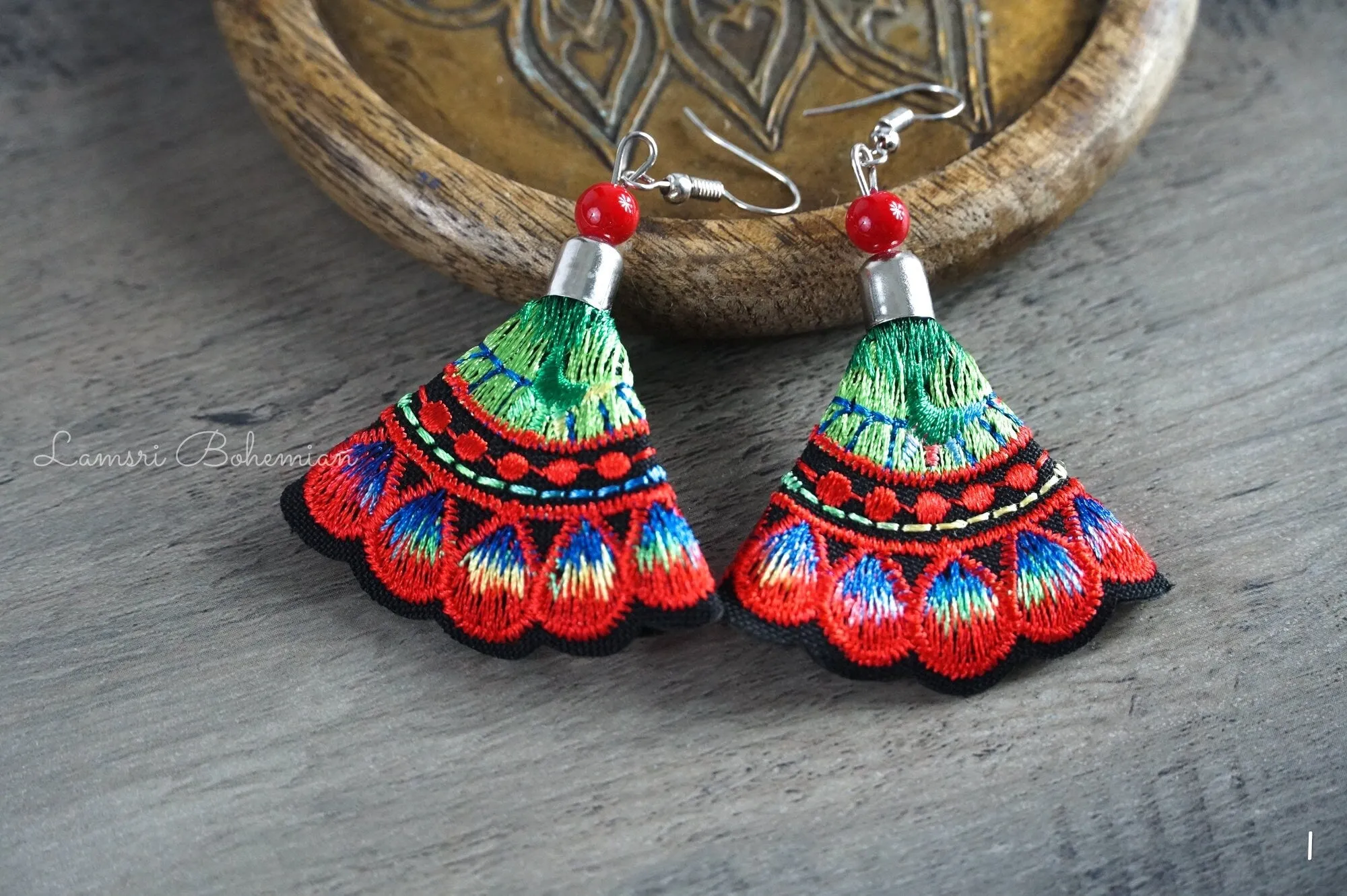 Boho Radiance Embroidered Earrings
