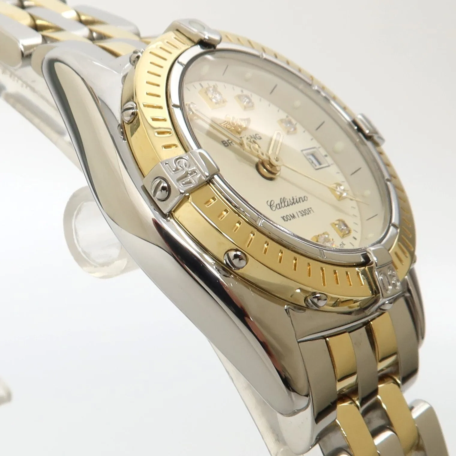 Breitling Callistino White Dial 18kt Yellow Gold & Stainless Steel Quartz D52045