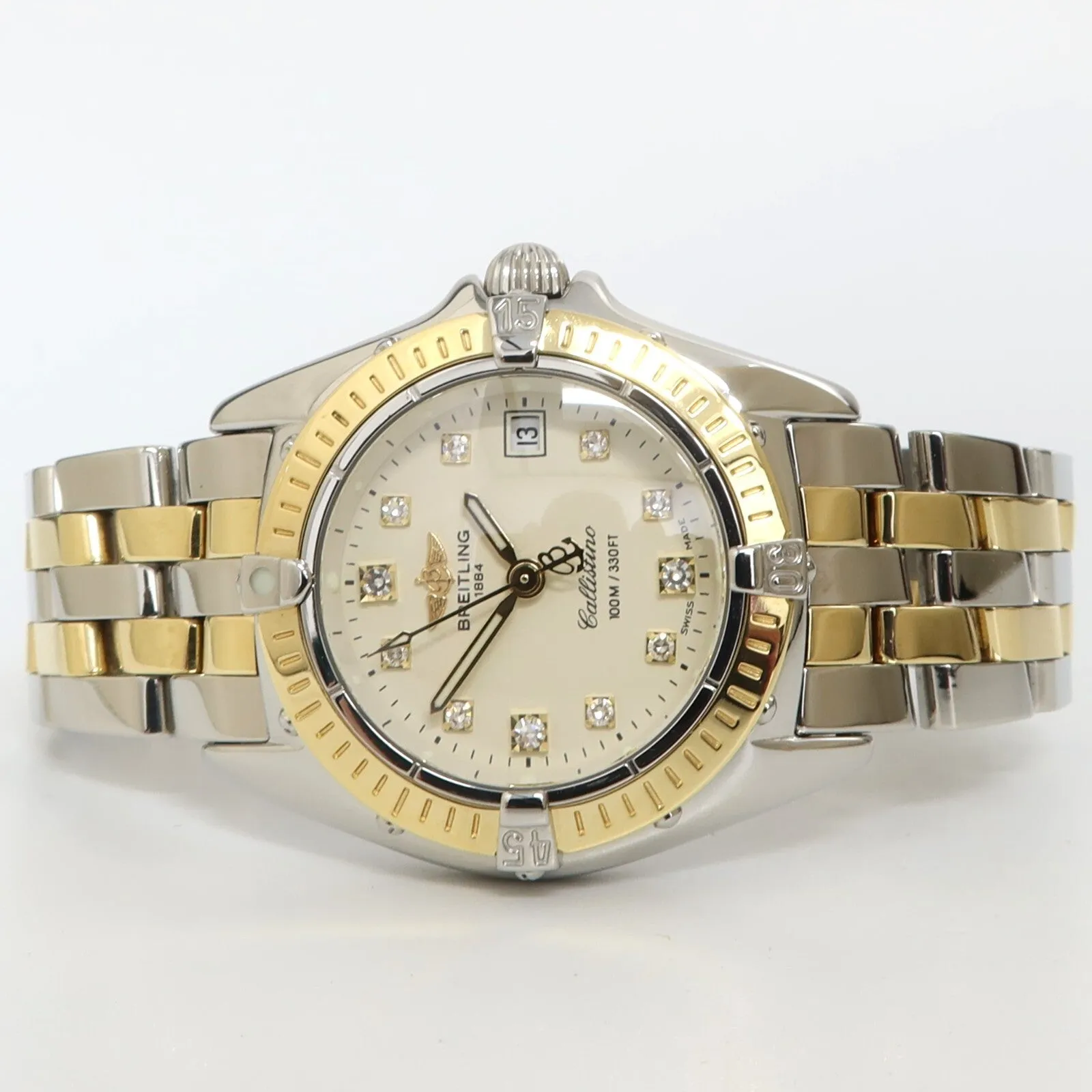Breitling Callistino White Dial 18kt Yellow Gold & Stainless Steel Quartz D52045