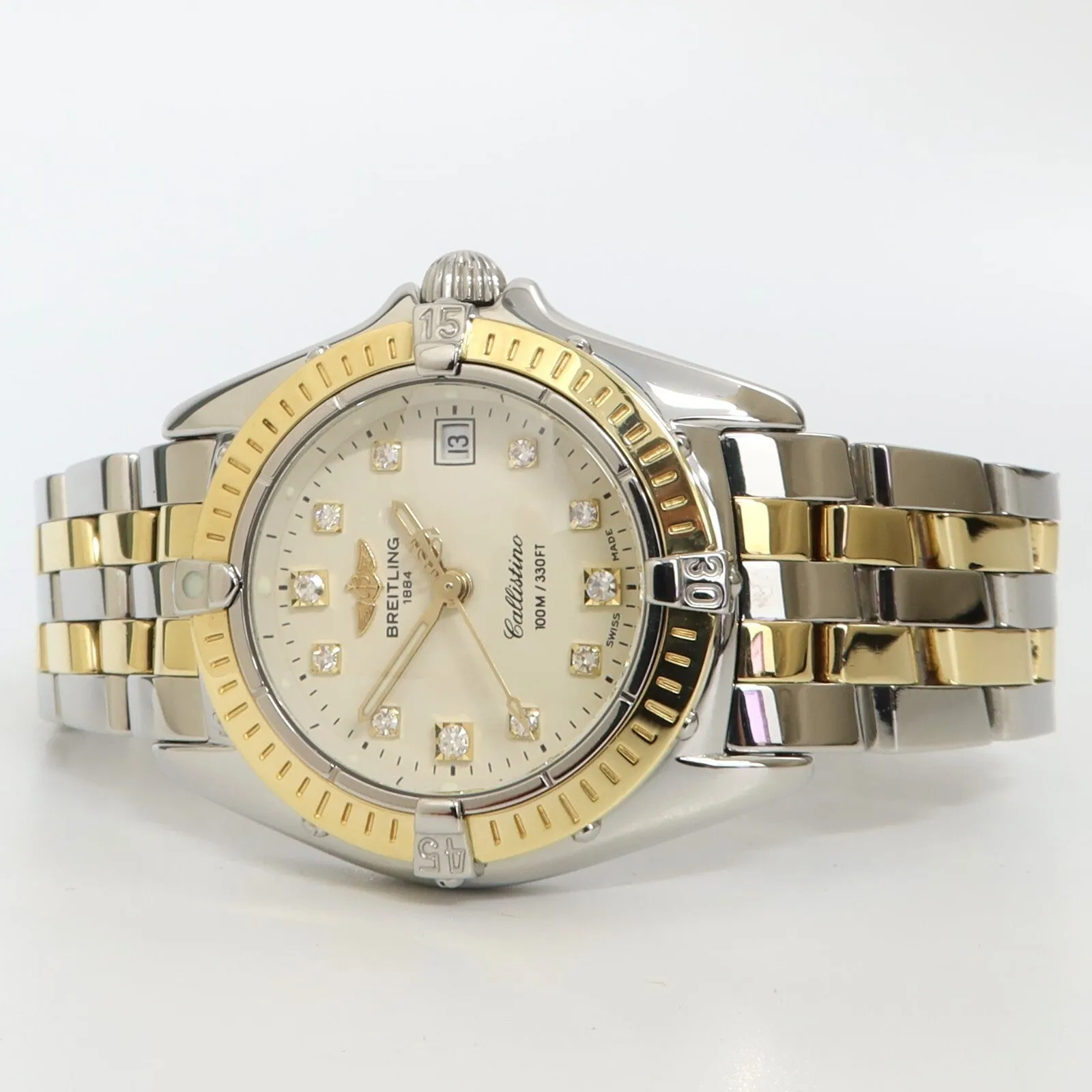 Breitling Callistino White Dial 18kt Yellow Gold & Stainless Steel Quartz D52045