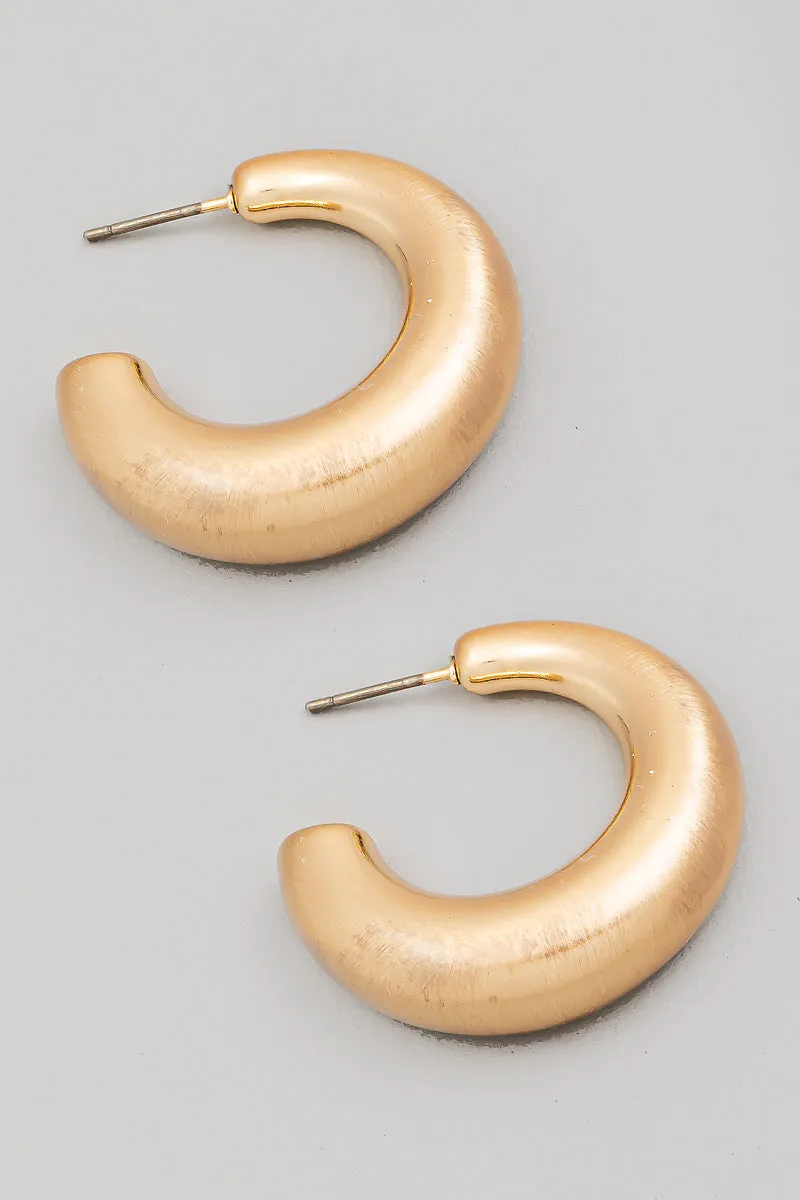 Brushed Mini Hoop Earrings