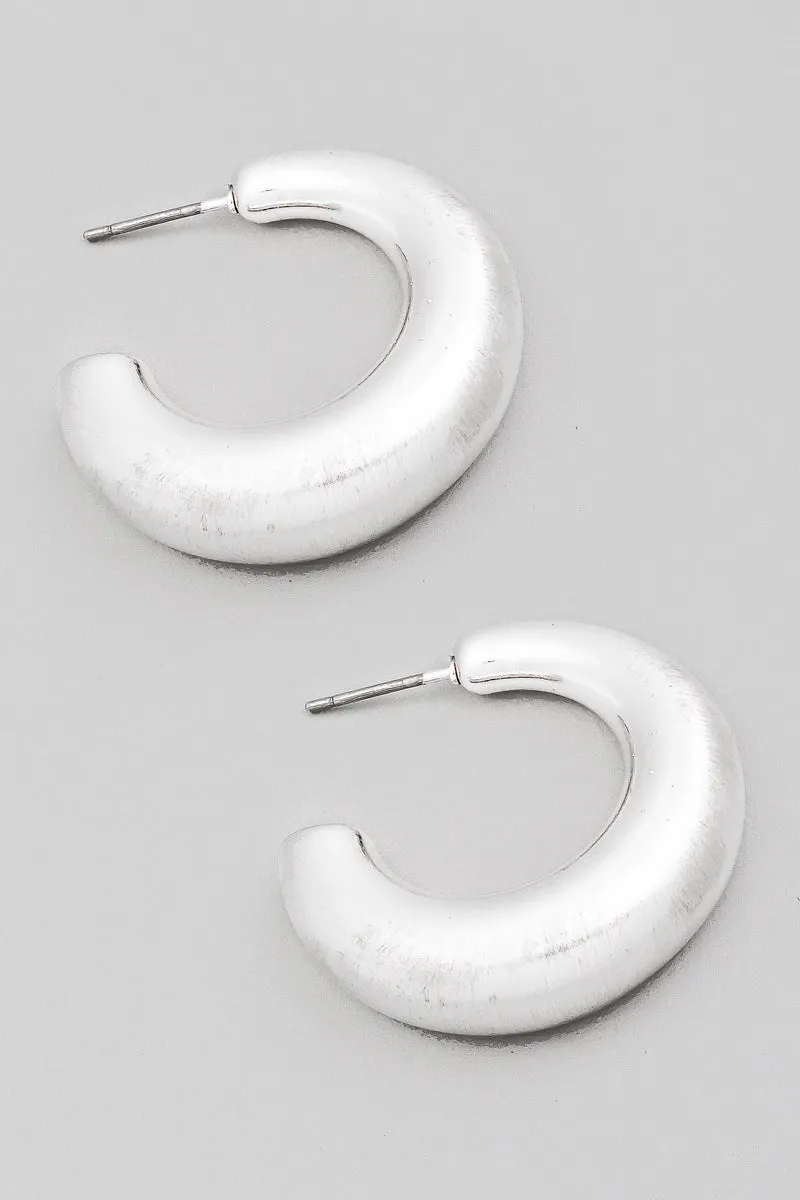 Brushed Mini Hoop Earrings
