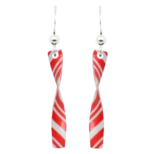 Candy Cane Twist Earrings, sterling silver French hooks, Item# 2201