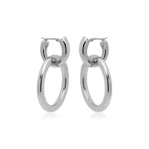 CARLA STERLING SILVER TAPPERED HOOP WITH OVAL HOOP EARRINGS