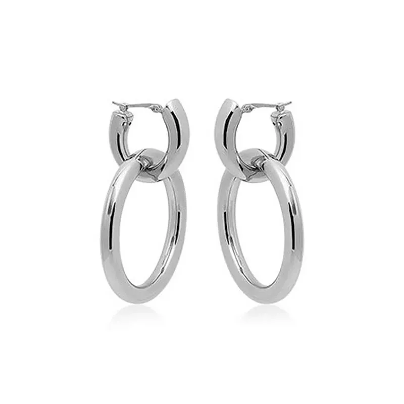 CARLA STERLING SILVER TAPPERED HOOP WITH OVAL HOOP EARRINGS