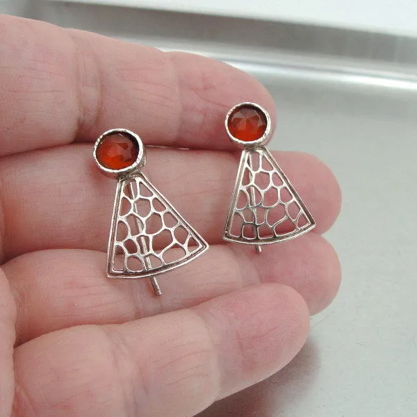 Carnelian Earrings 925 Sterling Silver Artistic Handmade Hadar Designers  Gift (V