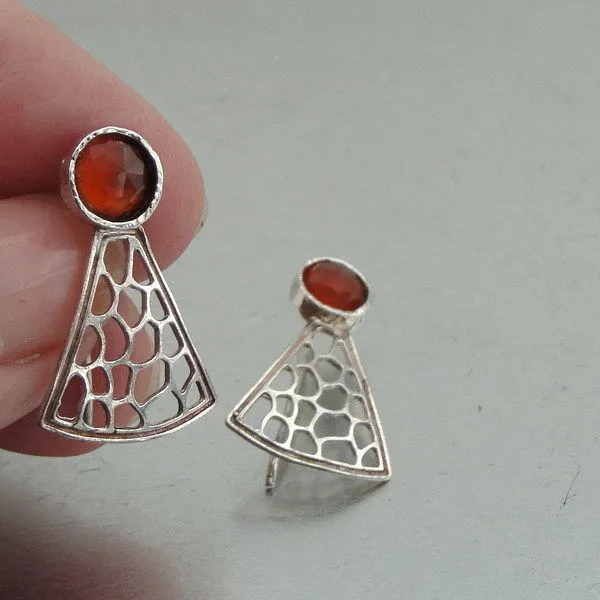Carnelian Earrings 925 Sterling Silver Artistic Handmade Hadar Designers  Gift (V
