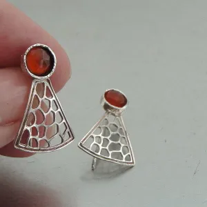 Carnelian Earrings 925 Sterling Silver Artistic Handmade Hadar Designers  Gift (V