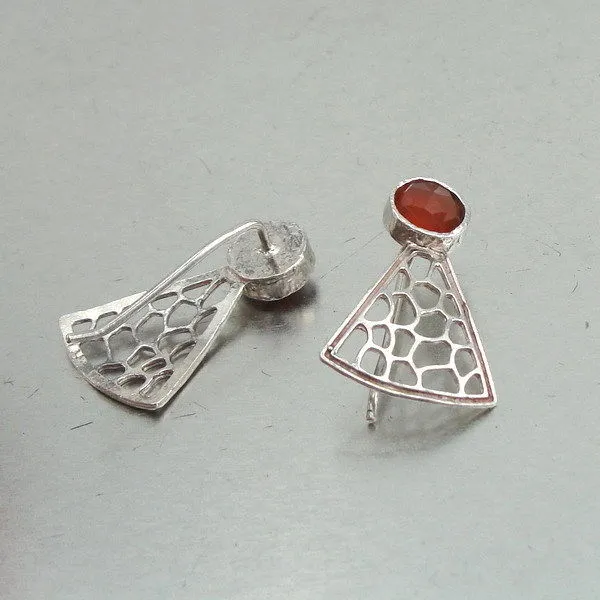 Carnelian Earrings 925 Sterling Silver Artistic Handmade Hadar Designers  Gift (V